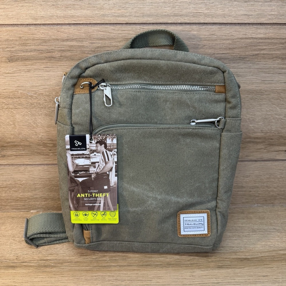 Travelon Anti Theft Heritage Tour Bag Travel Crossbody Hobo Locking Pewter New